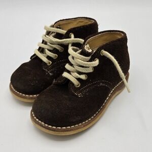 Vtg Kalisteniks Brown Lace Up Suede Toddler Shoes ‎ 4 1/2 D